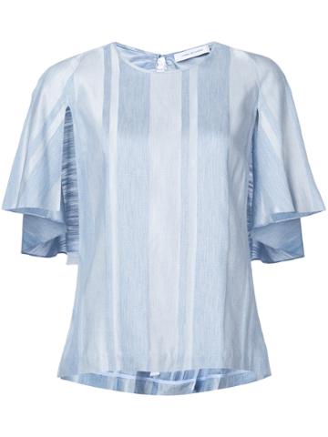 Kimora Lee Simmons Striped Ruffle Blouse - Blue