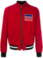 Msgm Zipped Leather Jacket, Men's, Size: 50, Red, Lamb Skin/cotton