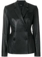 Theory Fitted Leather Jacket - Black