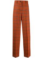 Pt01 Checked Wide Leg Tailored Trousers - Orange