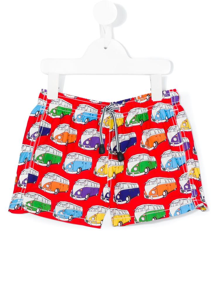 Mc2 Saint Barth Kids - Van Print Swim Shorts - Kids - Polyamide/polyester/spandex/elastane - 12 Yrs, Red