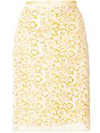 Miu Miu Floral Lace Patterned Skirt - Yellow & Orange