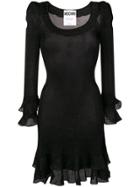 Moschino Ruffled Hem Ribbed Dress - Black