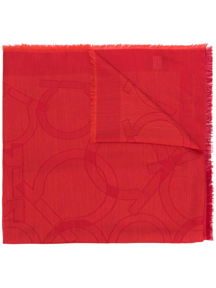 Salvatore Ferragamo Casual Frayed Scarf - Red