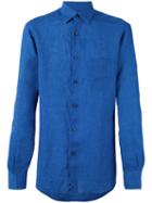 Ermenegildo Zegna - Long Sleeve Chambray Shirt - Men - Linen/flax - 44, Blue, Linen/flax