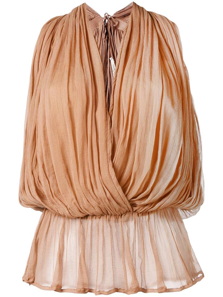 Mes Demoiselles - Wrap Blouse - Women - Viscose - 38, Nude/neutrals, Viscose