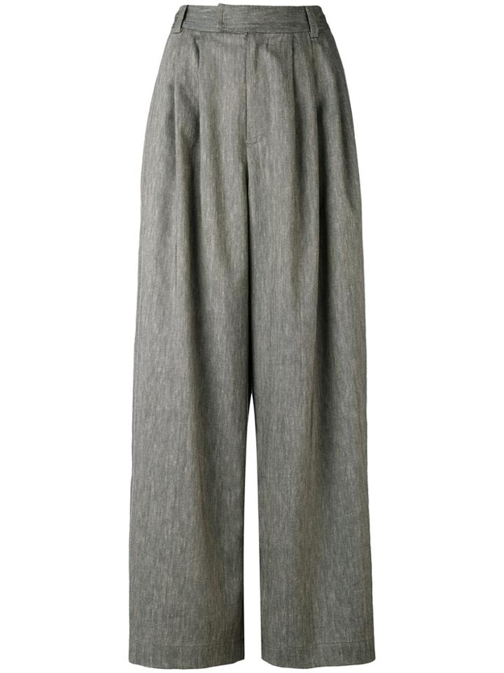 Pas De Calais Pleated Detail Palazzo Trousers - Grey