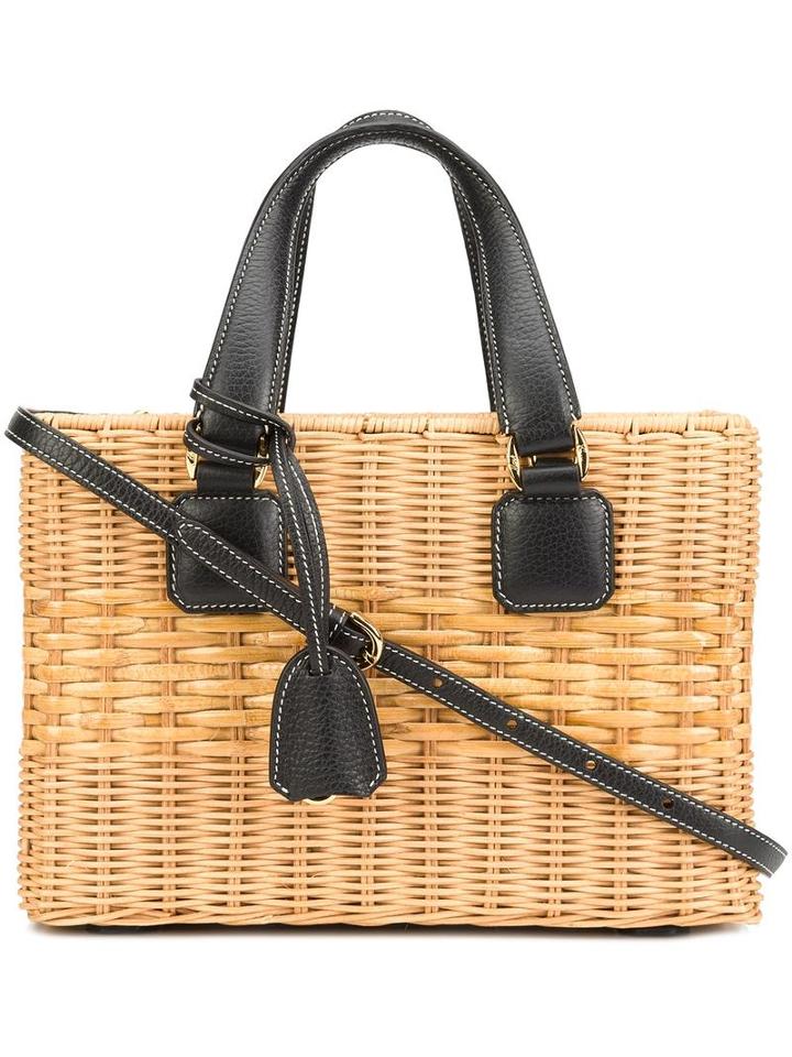 Mark Cross Double Handles Medium Tote, Women's, Nude/neutrals, Straw