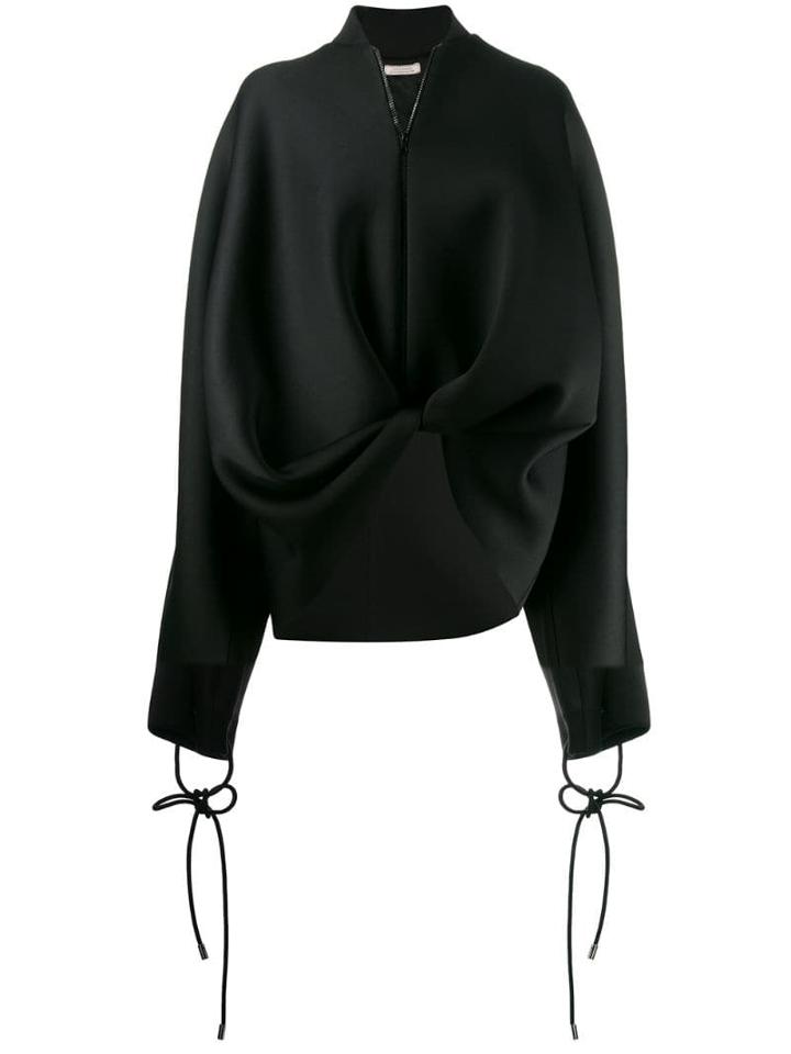 Nina Ricci Oversized Asymmetric Bomber Jacket - Black