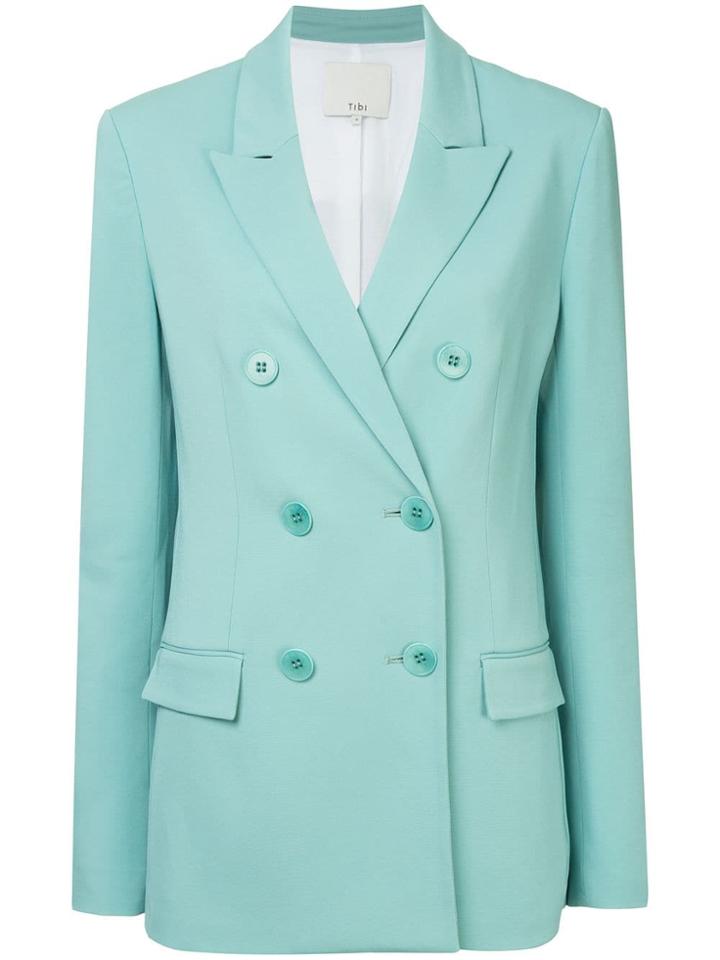 Tibi Oversized Tuxedo Blazer With Removable Belt - Blue