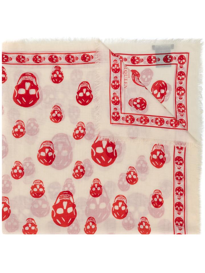 Alexander Mcqueen Classic Skull Scarf - White