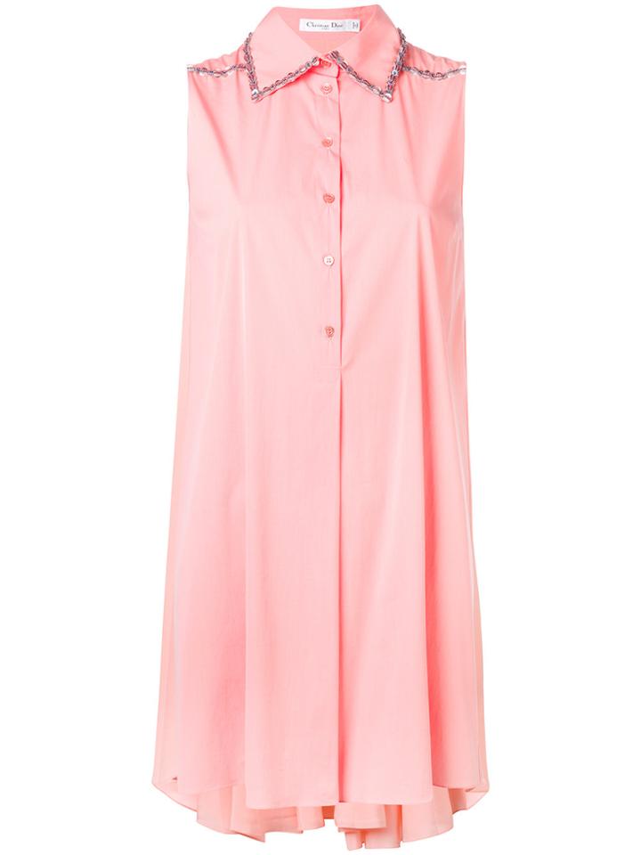 Christian Dior Vintage Embellished Shirt Dress - Pink & Purple