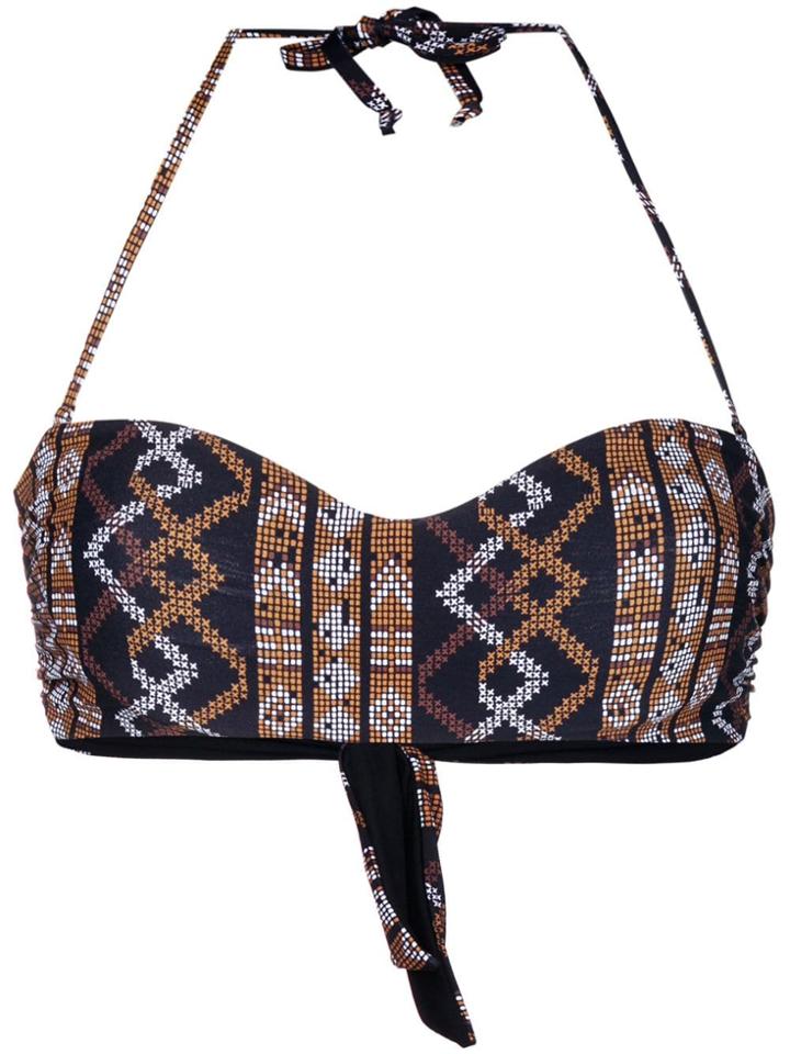Fisico Ethnic Printed Bikini Top - Black