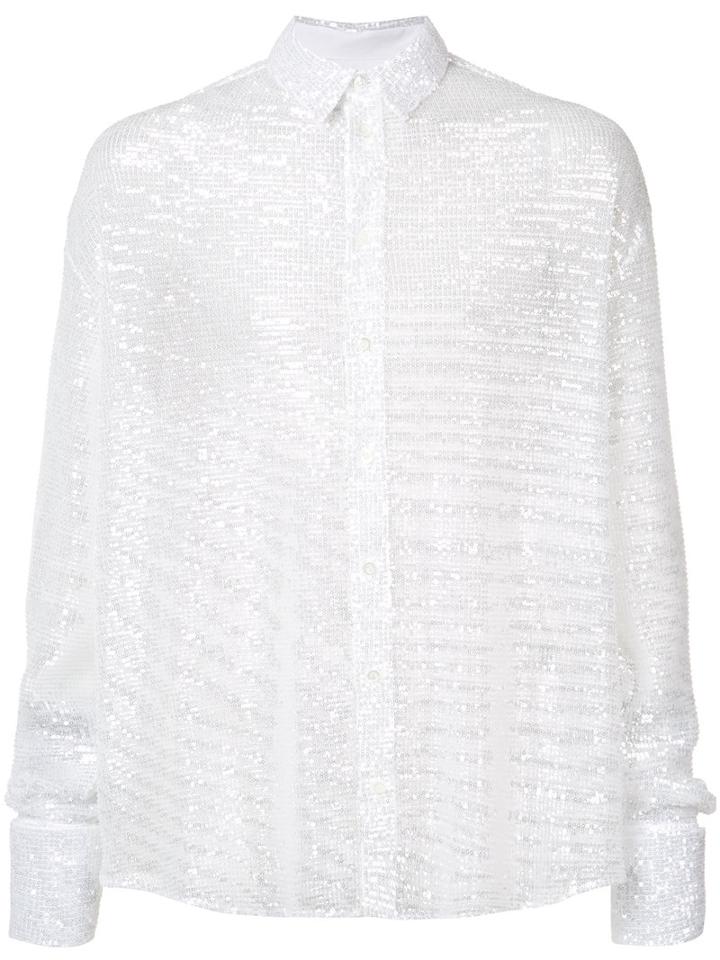 Y / Project - Sequin Shirt - Men - Polyester/sequin - 46, White, Polyester/sequin