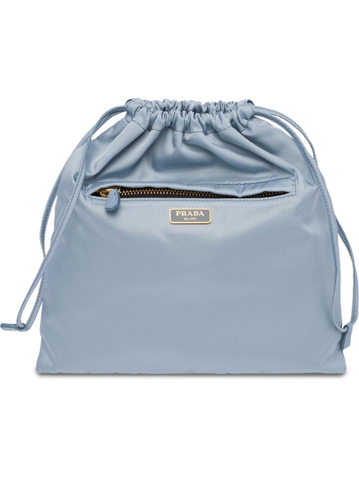 Prada Logo Drawstring Backpack - Blue