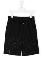 John Richmond Junior Teen Crystal-embellished Track Shorts - Black