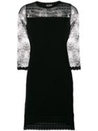 Boutique Moschino Lace Insert Knit Cocktail Dress - Black