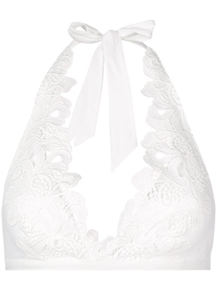 Ermanno Scervino Embroidered Bikini Top - White
