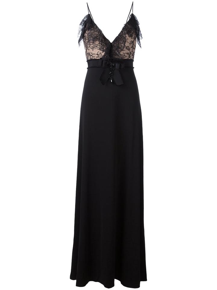 Gucci Ruffled Lace Gown, Women's, Size: Small, Black, Spandex/elastane/viscose/silk