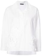 Josie Natori 3d Floral Embroidery Shirt - White