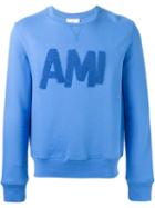 Ami Alexandre Mattiussi Logo Appliqué Sweatshirt, Men's, Size: Xxl, Blue, Cotton
