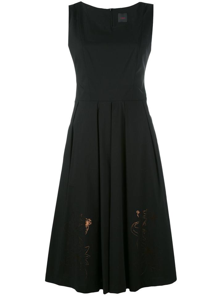 Eggs - Floral Pleated Dress - Women - Cotton/polyamide/spandex/elastane - 42, Black, Cotton/polyamide/spandex/elastane