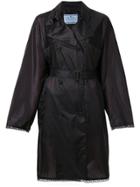 Prada Embellished Belted Trench Coat - Black