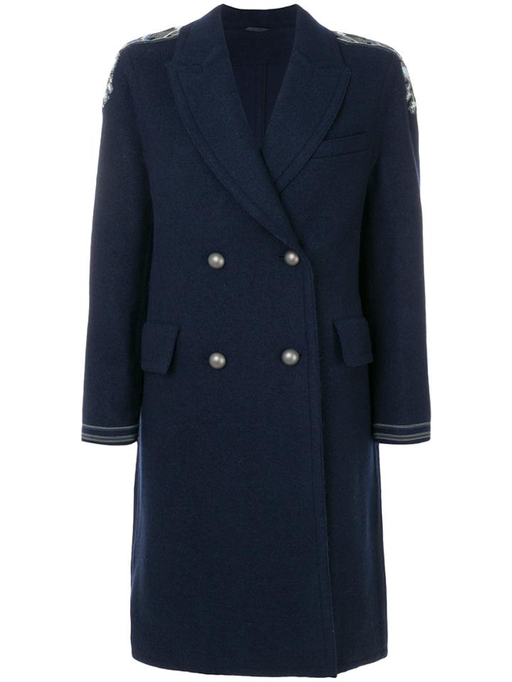 Ermanno Scervino Double Breasted Coat - Blue