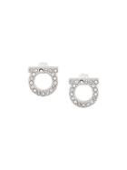 Salvatore Ferragamo Gancini Crystal Embellished Stud Earrings -