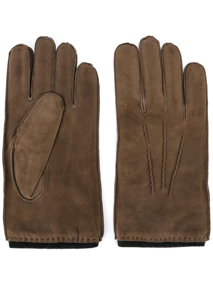 Orciani Exposed Seam Gloves, Men's, Size: 21.6, Nude/neutrals, Leather/wool