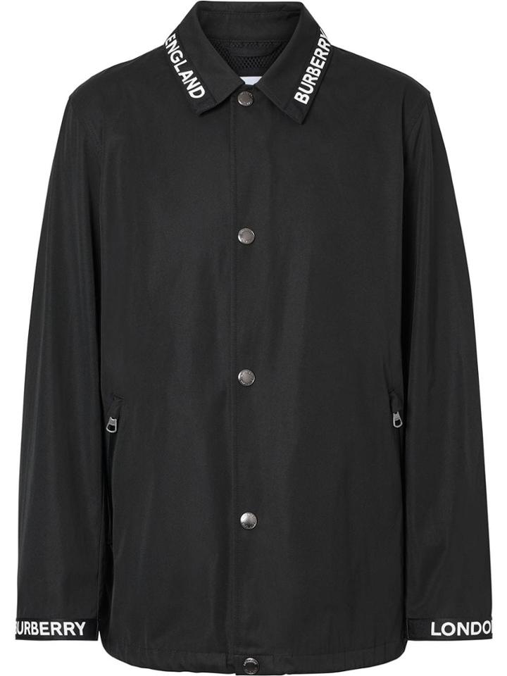 Burberry Logo Detail Nylon Cotton Twill Jacket - Black