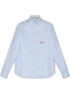 Gucci Oxford Cotton Shirt With Gg - Blue