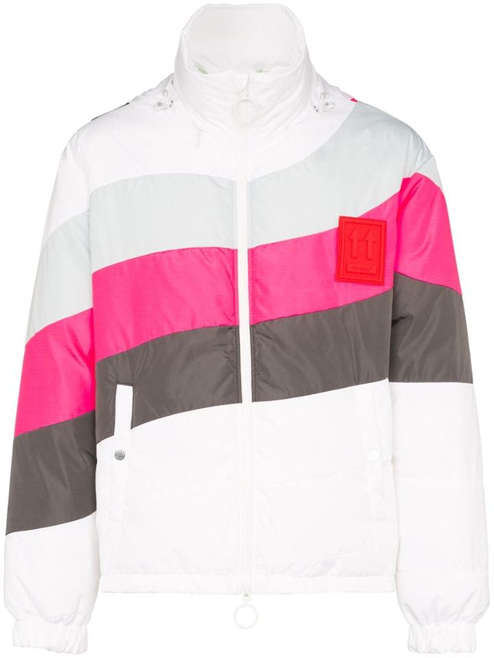 Off-white Contrast Stripe Puffer Jacket