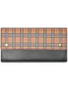 Burberry Small Scale Check And Leather Continental Wallet - Black