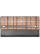 Burberry Small Scale Check And Leather Continental Wallet - Black