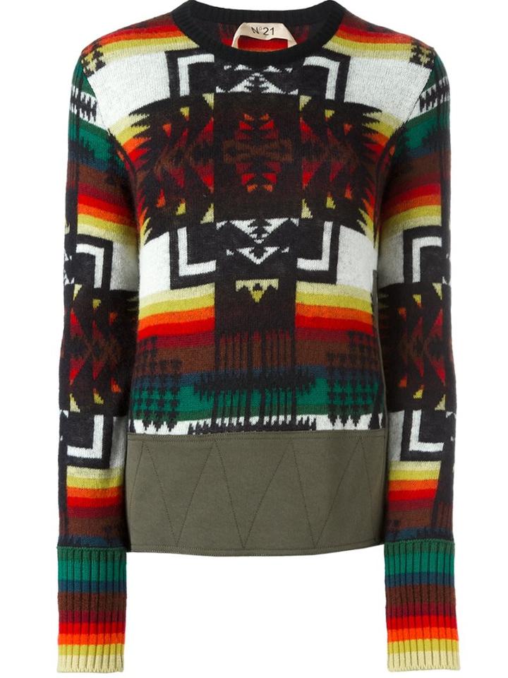 No21 Aztec Pattern Jumper, Women's, Size: 44, Cotton/polyamide/spandex/elastane/virgin Wool