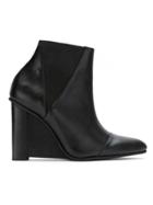 Studio Chofakian Leather Wedge Boots - Black
