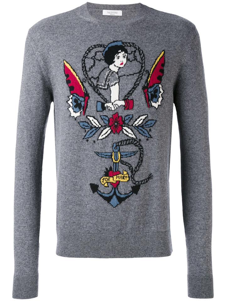 Valentino - Decorative Jumper - Men - Cashmere/virgin Wool - Xl, Grey, Cashmere/virgin Wool