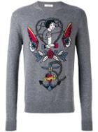 Valentino - Decorative Jumper - Men - Cashmere/virgin Wool - Xl, Grey, Cashmere/virgin Wool