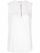 Brunello Cucinelli Sleeveless Collarless Shirt - White