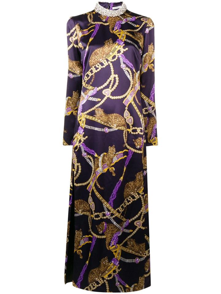 Alessandra Rich Long Silk Dress - Purple