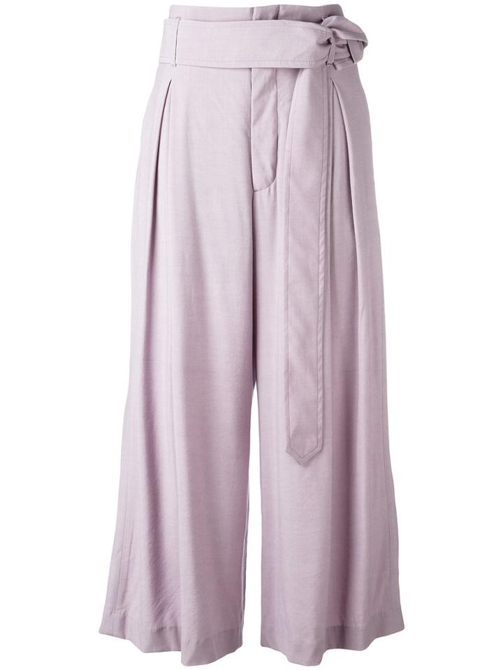 Vivienne Westwood - Wide-leg Cropped Trousers - Women - Spandex/elastane/viscose/virgin Wool - 42, Pink/purple, Spandex/elastane/viscose/virgin Wool