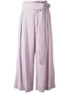Vivienne Westwood - Wide-leg Cropped Trousers - Women - Spandex/elastane/viscose/virgin Wool - 42, Pink/purple, Spandex/elastane/viscose/virgin Wool