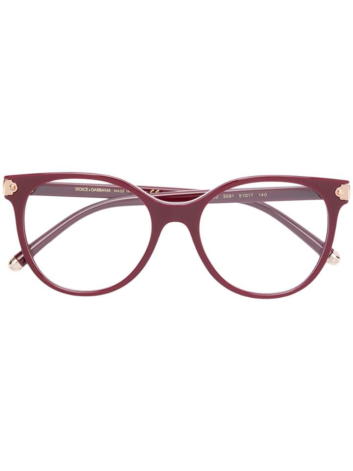 Dolce & Gabbana Eyewear Round Shaped Glasses - Red