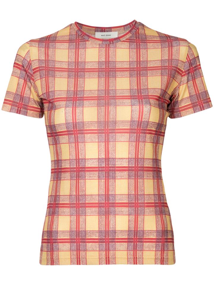 We11done Checked Fitted T-shirt - Yellow & Orange