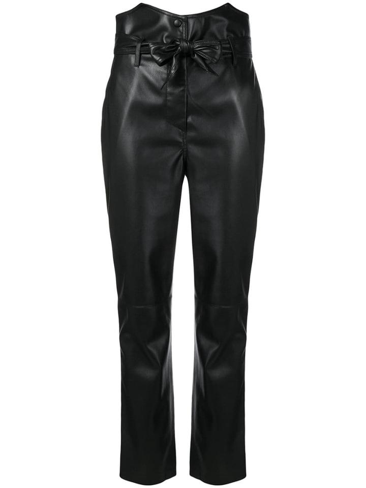 Nanushka Belted Straight-leg Trousers - Black