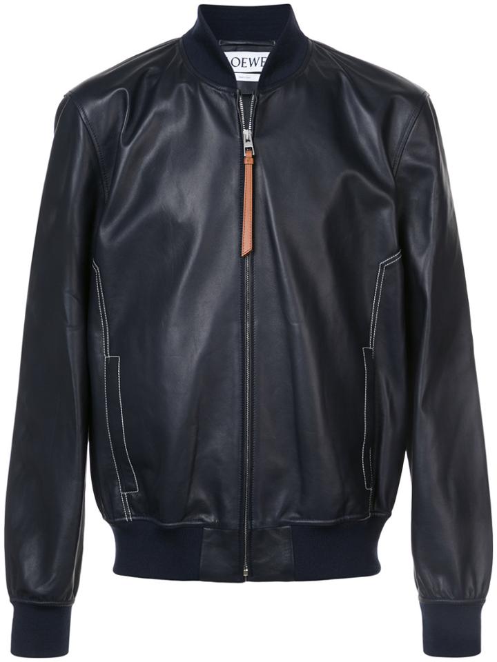 Loewe Leather Look Bomber Jacket - Black