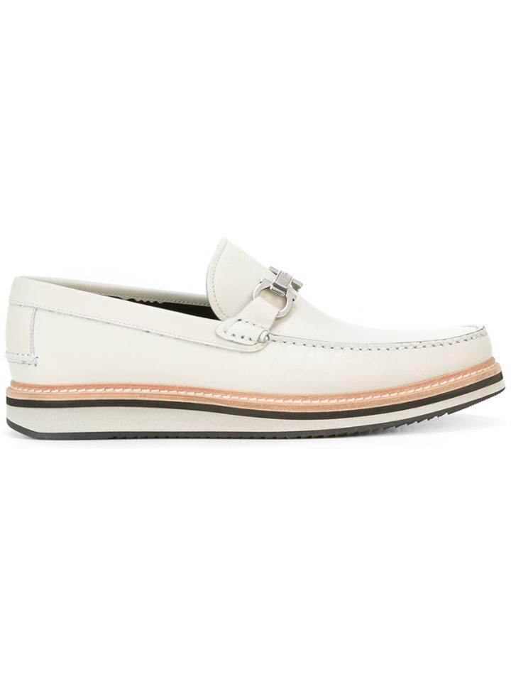 Salvatore Ferragamo Contrast Sole Horsebit Loafers - Grey