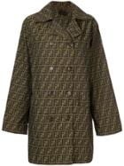 Fendi Vintage Ff Pattern Double-breasted Coat - Brown