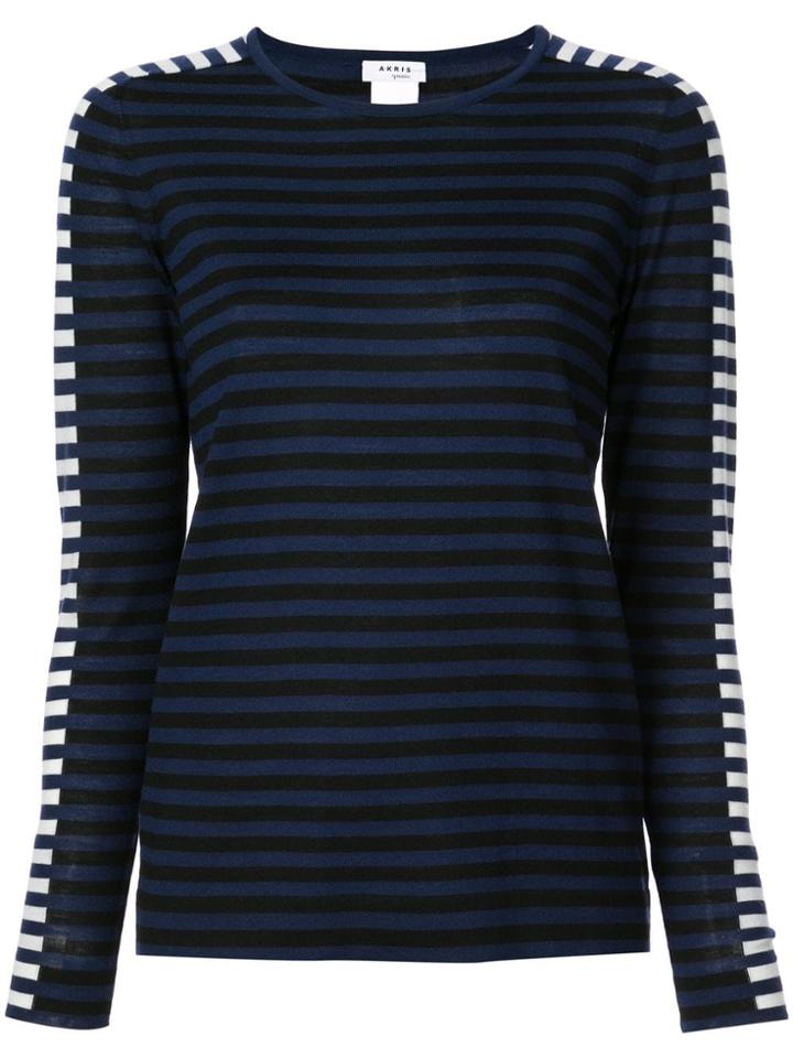 Akris Punto Round Neck Striped Jumper - Blue